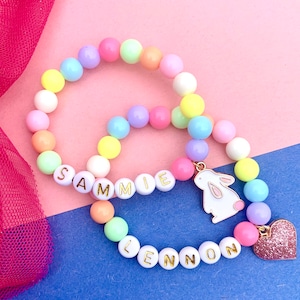 Kids easter gift for kids Easter outfit Easter basket stuffer toddler gifts kids jewelry name bracelet for kids birthday gift toddler girl