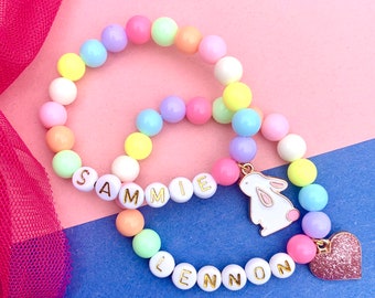 Kids easter gift for kids Easter outfit Easter basket stuffer toddler gifts kids jewelry name bracelet for kids birthday gift toddler girl