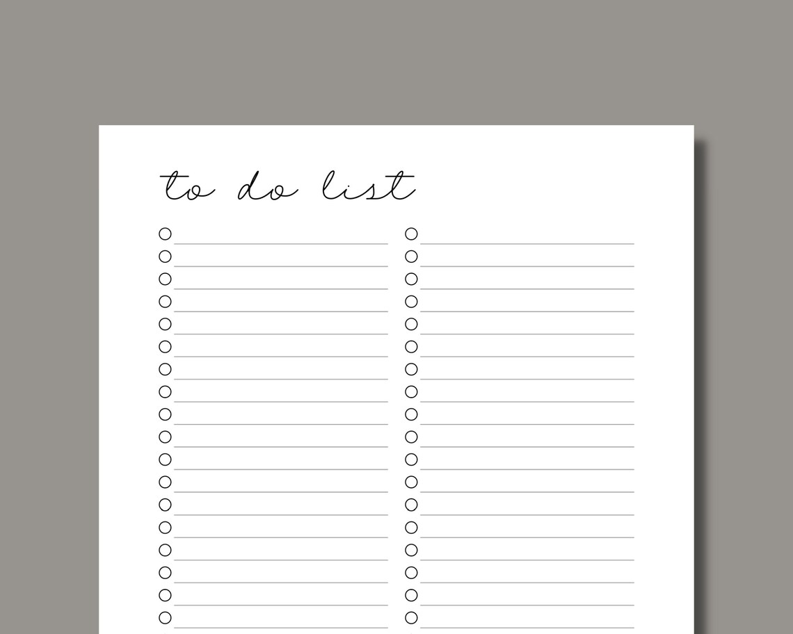 To Do List | Minimal Planner | Instant Download | PDF Printable | US ...