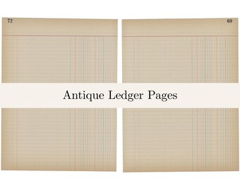 Antique Numbered Ledger Pages – Printable Ephemera (PDF Download)