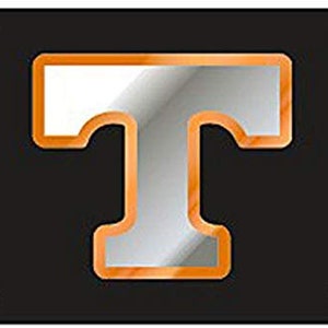 May include: Black license plate featuring a large, silver letter "T" with an orange outline. The plate has four mounting holes and is a standard rectangular shape. The design is simple and bold.