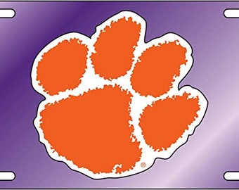 Clemson Tigers Reflective License Plate / Car Tag NCAA