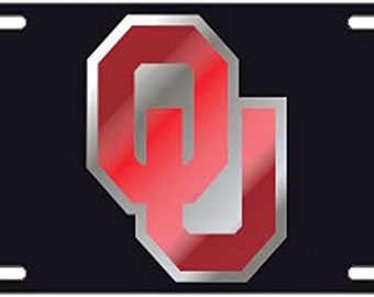 Oklahoma Sooners , OU Plaque d’immatriculation incrustée mirrored car tag licensed NCAA