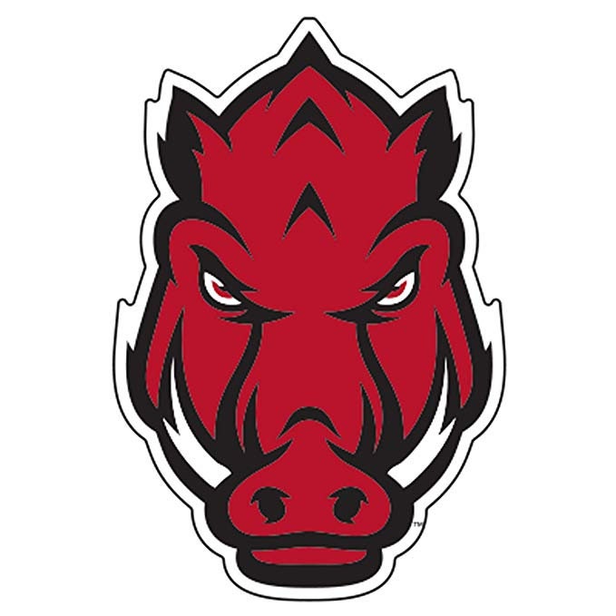 Arkansas Razorbacks 4 Inch Vinyl Decal Sticker - High Definition Mascot Logo