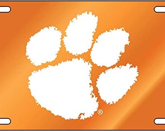 Clemson Tigers Reflective License Plate / Car Tag NCAA