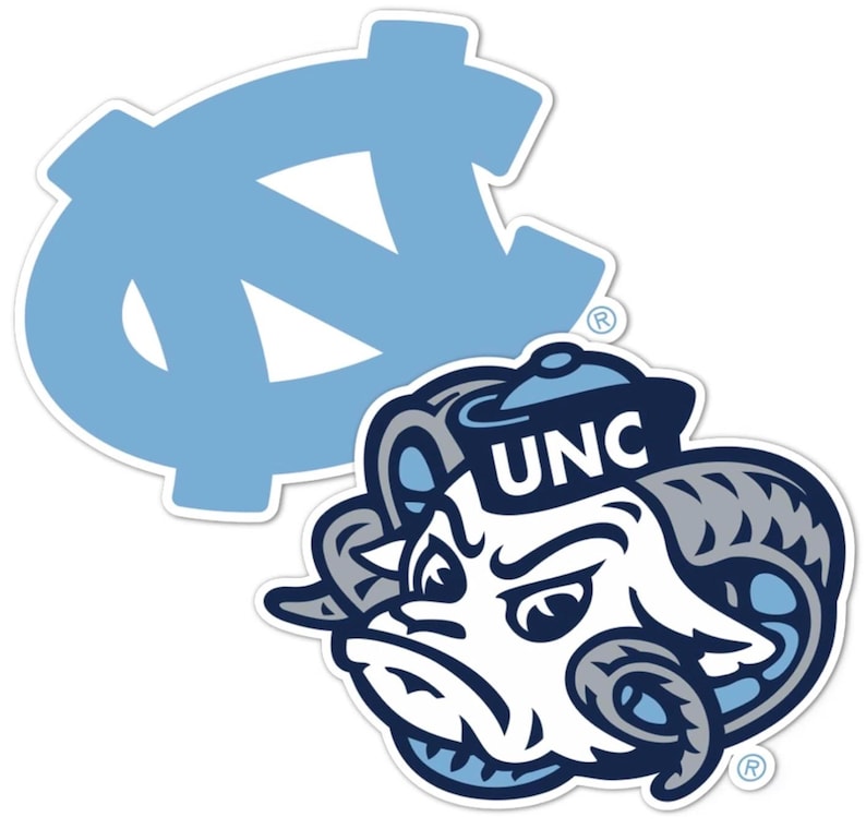 Interlocking Nc UNC, North Carolina NCAA Licensed Vinyl Decals (2 Pack), 2 4 Inch, With ...