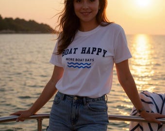 Boat Happy Comfort Colors T-Shirt: Nautical Boating Graphic Tee
