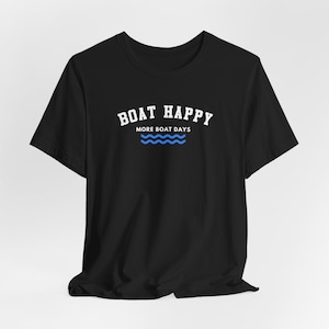 Classic Boat Happy Logo T-Shirt, Bella + Canvas Unisex Tee, Nautical Coastal Shirt, Boating Gift for Him & Her, Boating Apparel, Boat Shirt