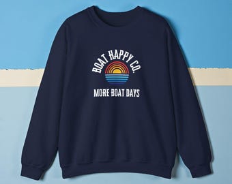 More Boat Days Crewneck Sweatshirt: Sunset Rainbow Nautical Pullover