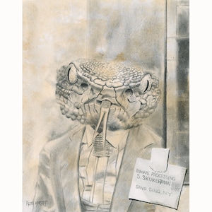 Snake Head. Signed pencil art prints. #28 Victorian animal art from the Anicurio™ collection by British artist Keith Harrop.