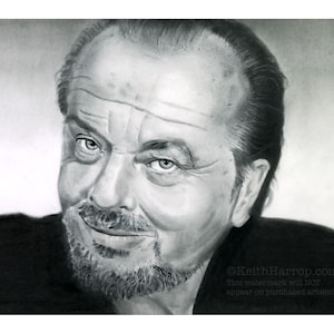 Jack Nicholson - Pencil illustration. Original & prints (Signed by artist: Keith Harrop).