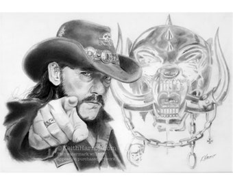 Lemmy (Motorhead) - Pencil Illustration. Prints (Signed by artist: Keith Harrop)