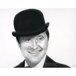 John Steed - Bleistift Illustration. Kunstwerk & Drucke (Signiert von Künstler: Keith Harrop). Die 'ursprünglichen' Rächer. Britische TV-Serie aus den 1960er Jahren