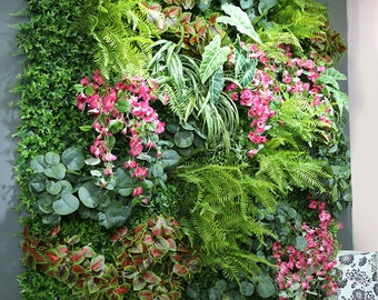 Plante artificielle fleurs panneau de gazon mural gazon mélangé tapis décoration murale herbe feuille artificielle