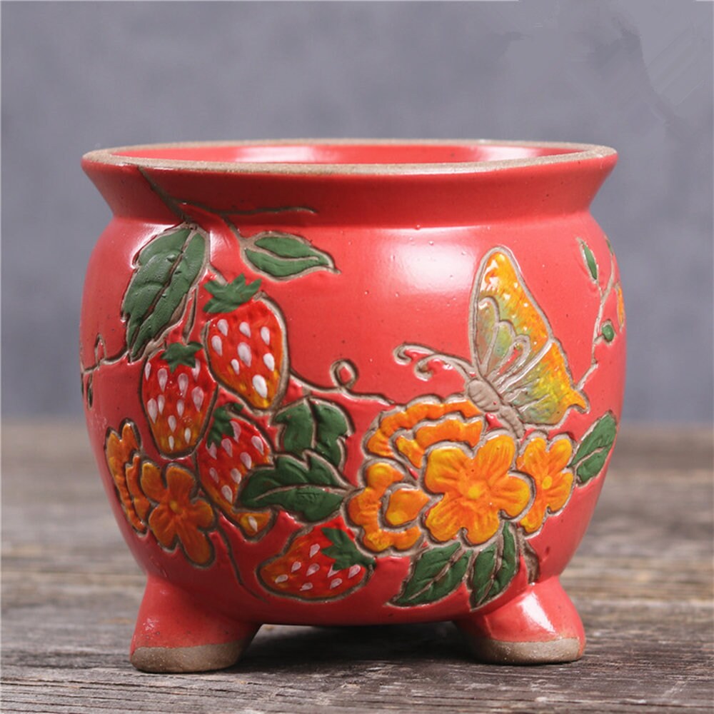 4pieces / SET Flower Pot Ceramic Butterfly Flower Pot Etsy