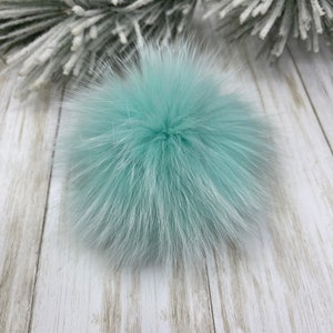 5&#39;&#39; Mint Small Fur pompom for beanie handbags hats keychain Natural fur poms MADE in USA