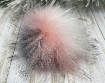 5-6'' Multicolored Fur pompom for beanie handbags hats keychain Natural fur poms MADE in USA