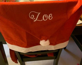 personalized santa hat chair cover