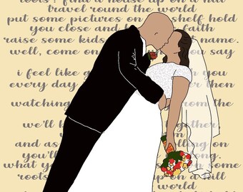 Faceless Portrait Digital Art. Wedding Song. Valentine's Day. Gift for Spouse, Fiance, Girlfriend,