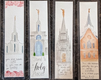 5-45 Watercolor Temple Bookmarks/Bulk order Bookmarks/LDS Temple Bookmarks/Young Men, Young Women, Primary Gifts- DIGITAL Option Available
