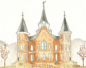 Watercolor art of Provo City Center LDS Temple- Digital Print, Easter gift, Wedding gift