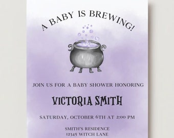 Gender Neutral A Baby Is Brewing Fall Halloween Baby Shower Invitation Digital