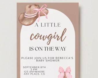 A Little Cowgirl Is On The Way Digital Baby Shower Invitation