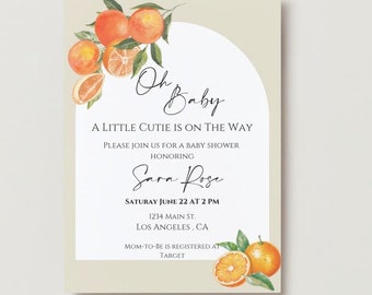 Gender Neutral A Little Cutie is On The Way Baby Shower Invitation Digital