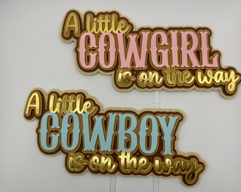 Little Cowboy or Cowgirl Cake Topper | Western Baby Shower Decor, Keepsake