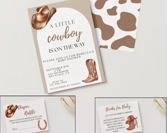 Cowboy Baby Shower Invitation Bundle (Digital Download)