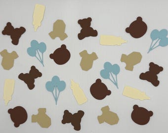 Teddy Bear Baby Shower Confetti | Brown & Beige Boho Table Decor | "Bearly Wait" Theme Scatter