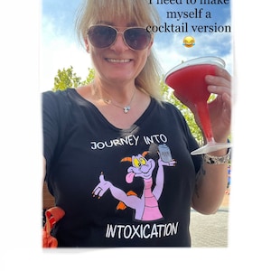 MORE NEW versions! Disney inspired funny adult Drunk Figment Dragon from Epcot T Shirt or Tank Top Beer Cocktail or Whiskey Bella and Canvas