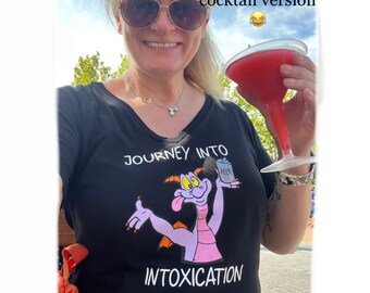 MORE NEW versions! Disney inspired funny adult Drunk Figment Dragon from Epcot T Shirt or Tank Top Beer Cocktail or Whiskey Bella and Canvas