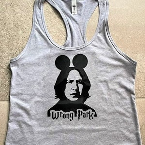Funny Disney World Disneyland & Universal Studio&#39;s Professor Snape with Mickey Ears Wrong Park on a T Shirt or Tank Top ADD GLITTER EARS!