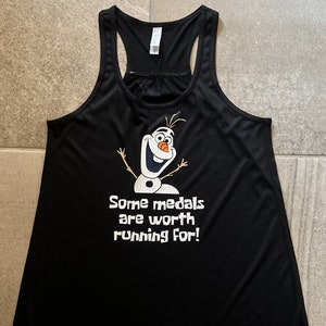 Disney inspired Olaf from Frozen Running Run shirt RunDisney on a T shirt, Performance shirt or Tank Top Bella Canvas 5K 10K 1/2 Marathon