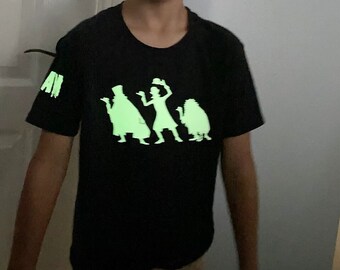 Toddler & Big Kids T Shirt Disney inspired Glow in the Dark Haunted Mansion Grim Grinning Ghosts Halloween personalized with creepy name!