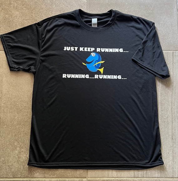 Funny Running Jogging Disney inspired Dory Just Keep Running Performance Athletic T shirt or tank top Finding Nemo RunDisney Bella Canvas