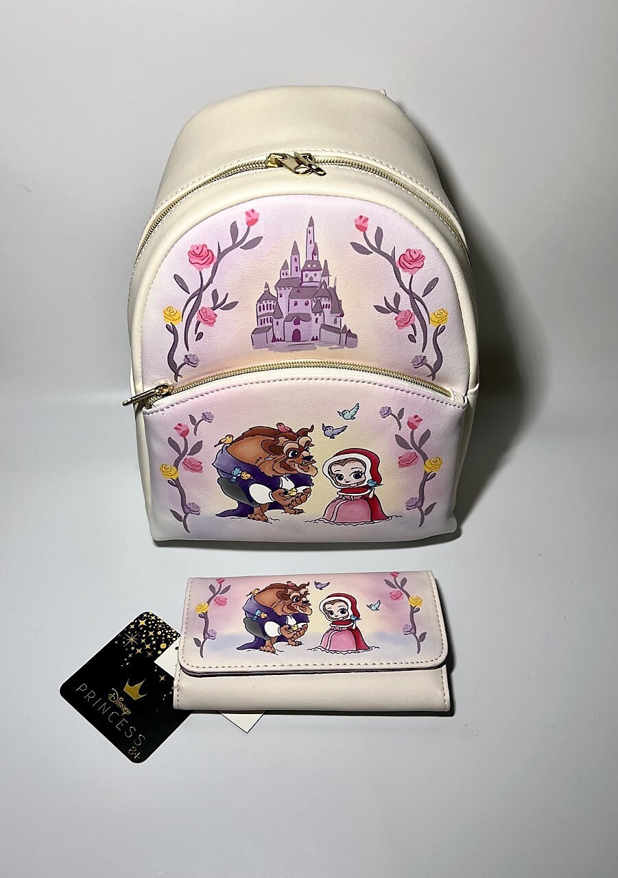 Loungefly Disney Beauty & The Beast Chibi Character Mini Backpack & Flap Wallet New Loungefly Disney Beauty and The Beast Chibi Princess  main image 2