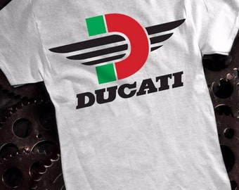 DUCATI RINGER T SHIRT VINTAGE RETRO 1970 LOGO