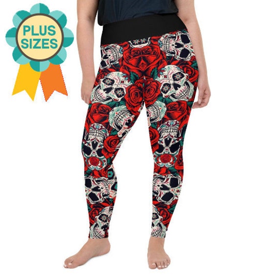 High Waisted Skull Leggings Plus 