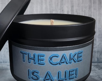 The Cake is a Lie: Inspired by Portal  3-7 oz Candle [Strawberry Cake]
