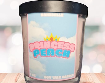 Mario Inspired Princess Peach 7 oz Tin Candle [Peach Rose]