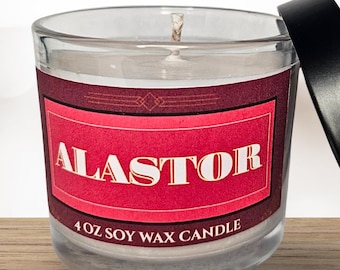 Alastor: Hazbin Hotel Inspired 4 oz/6 oz/10 oz Candle [Tonka, Rosemary, Bergamot]