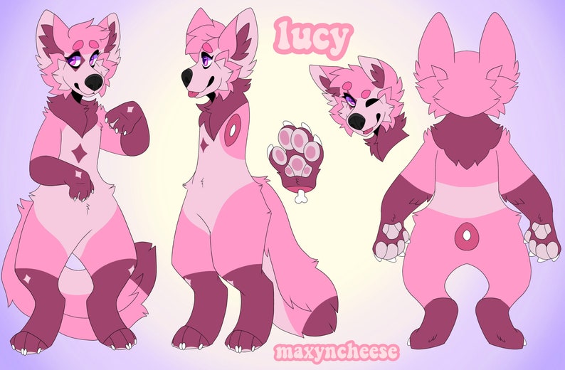 custom three sided fursona reference sheet