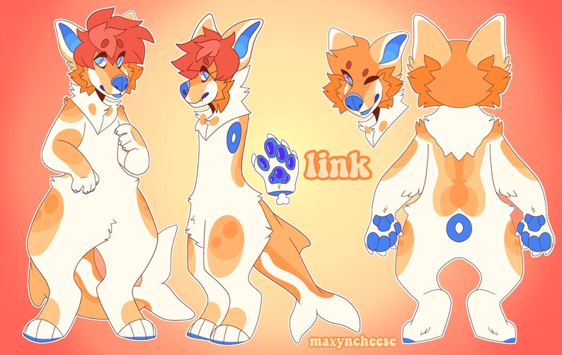 custom three sided fursona reference sheet