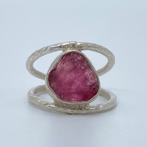 Handmade 925 sterling Silver Natural Gemstone Raw Pink Tourmaline Ring, Unique And Luxury Raw Pink Tourmaline Ring, New Design Ring Gift