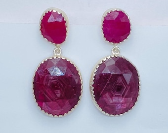 Handmade Sterling Silver Ruby Earrings: Natural Gemstone Jewelry