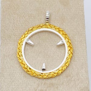 925 Sterling Silver Round Pendant setting prong Blank Bezel Holder Coin Connector Blank Trays Pendant Nickel Free Bezel Coin Connector