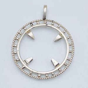 925 Sterling Silver Round Pendant setting prong Blank Bezel Holder Coin Connector Blank Trays Pendant Nickel Free Bezel Coin Connector