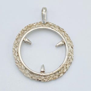 925 Sterling Silver Round Pendant setting prong Blank Bezel Holder Coin Connector Blank Trays Pendant Nickel Free Bezel Coin Connector
